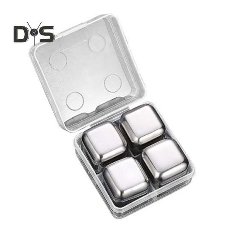 Stainless Steel 4pcs Ice Cubes Food Grade High Durability Frozen Ice Rocks Ball Whiskey Beer Chiller Cooler Bar Accessories
