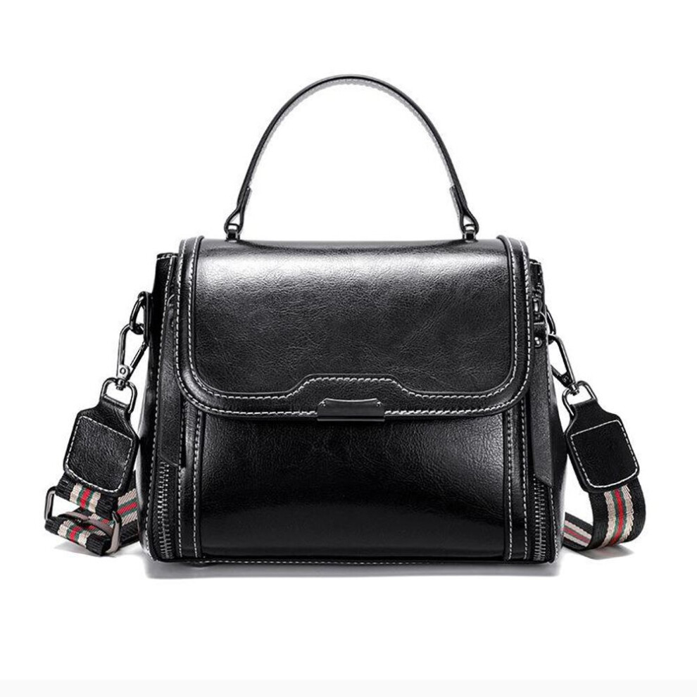 (black) Genuine Leather Women's Bag Women's Crossbody Bag Women's Commuter Bag Hand Bill Shoulder Bag