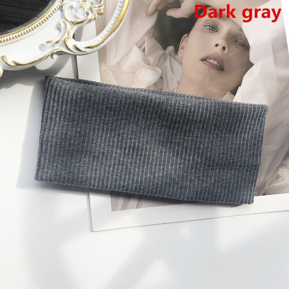 (dark gray) Women Elastic Casual Knitted Wide Hairband Yoga Hair Bands Sport Headbands Hair Accessories