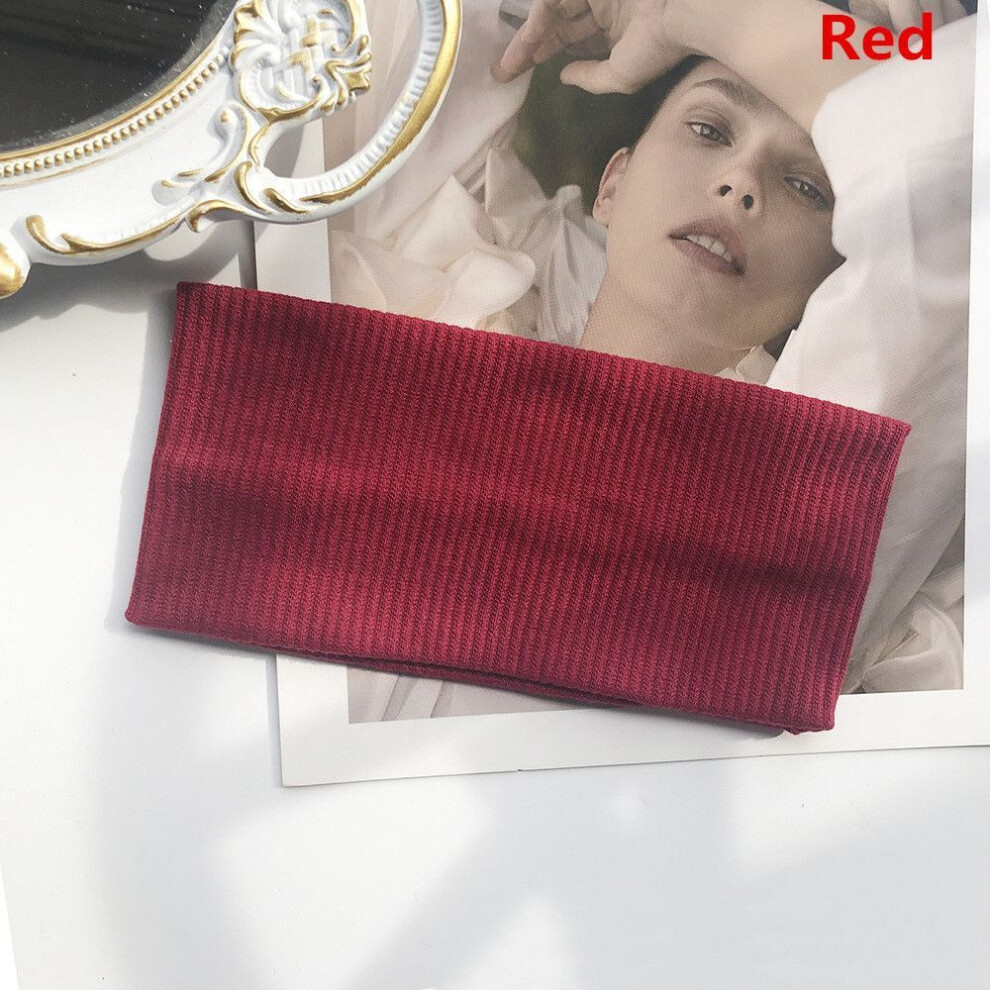 (red) Women Elastic Casual Knitted Wide Hairband Yoga Hair Bands Sport Headbands Hair Accessories