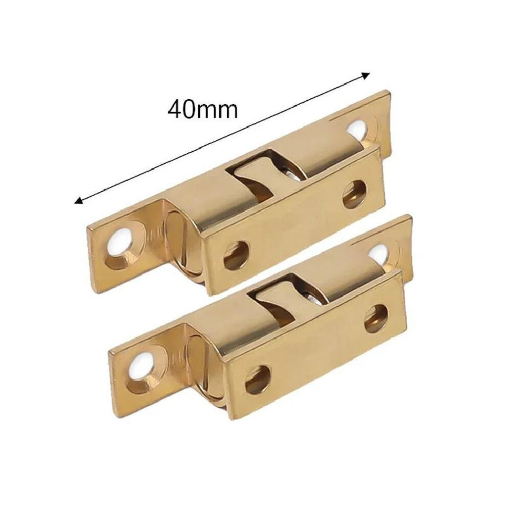 (gold, 40mm-1pc) Furniture Door Ball Latch Brass Double Roller Spring Ball Catch Latches Cabinet Closet Door Adjustable Tension Latch