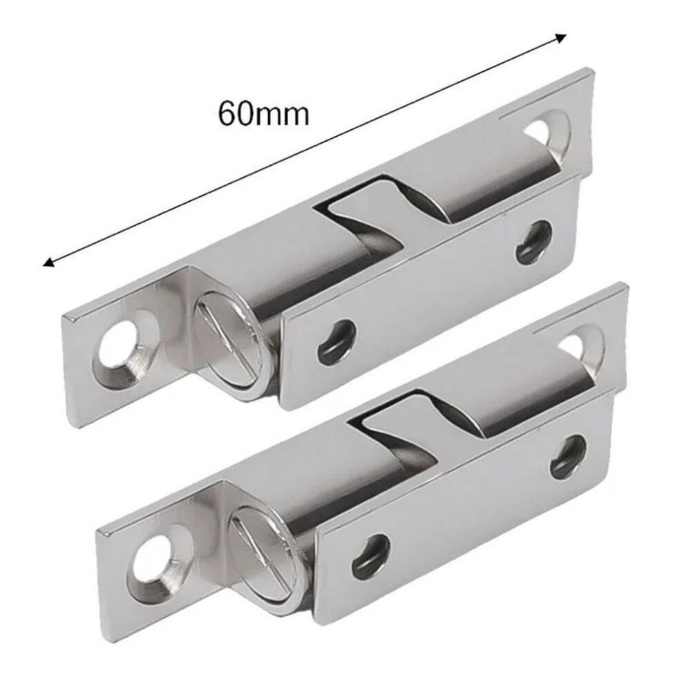 (silver, 60mm-1pc) Furniture Door Ball Latch Brass Double Roller Spring Ball Catch Latches Cabinet Closet Door Adjustable Tension Latch