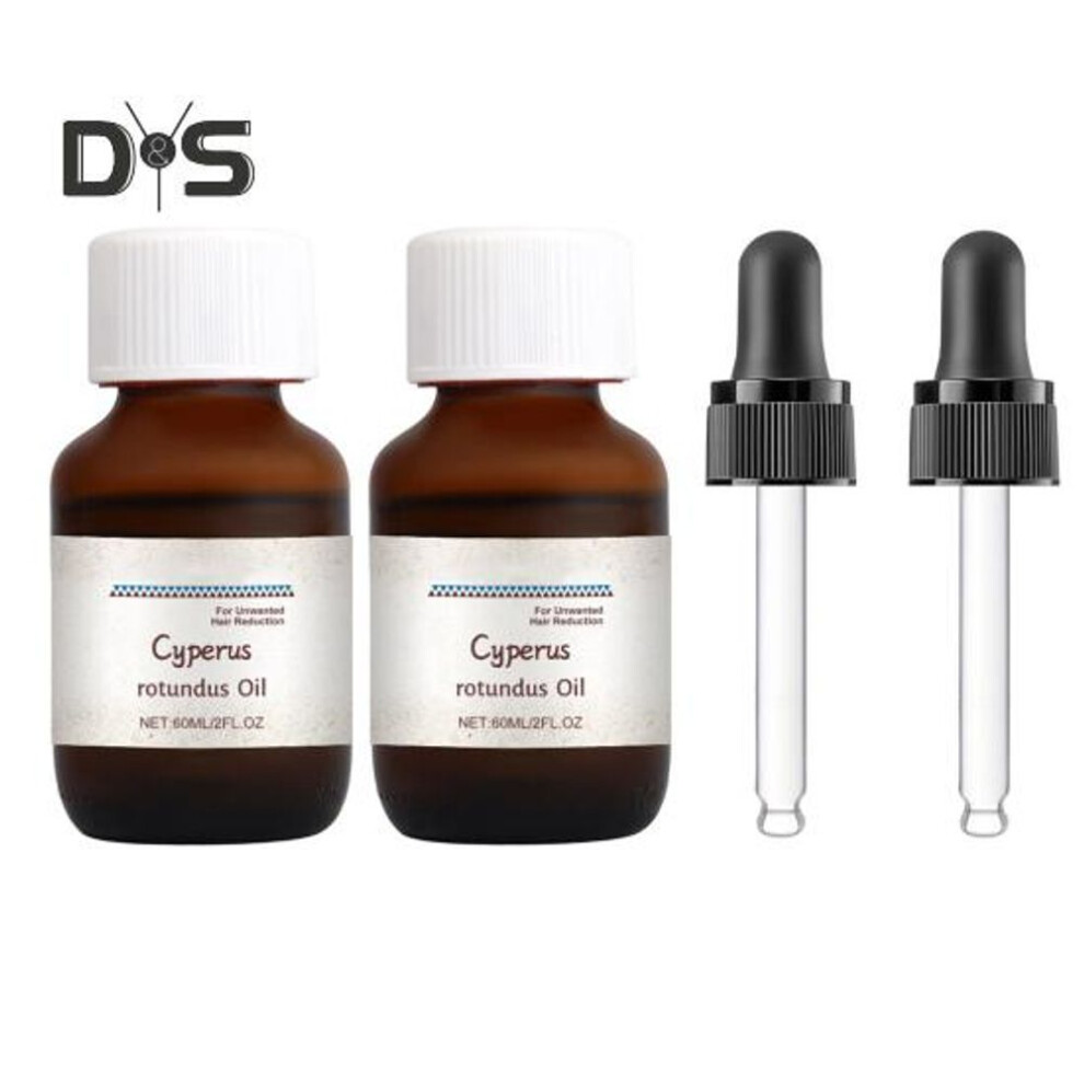 (as the picture, 2pcs) 1/2/3Pcs Cyperus Rotundus Oil for Hair Removal 60ml Natural Cyperus Oil with Dropper Reducing Body Hair Growth Nourishing Skin Gentle Non-Irritating