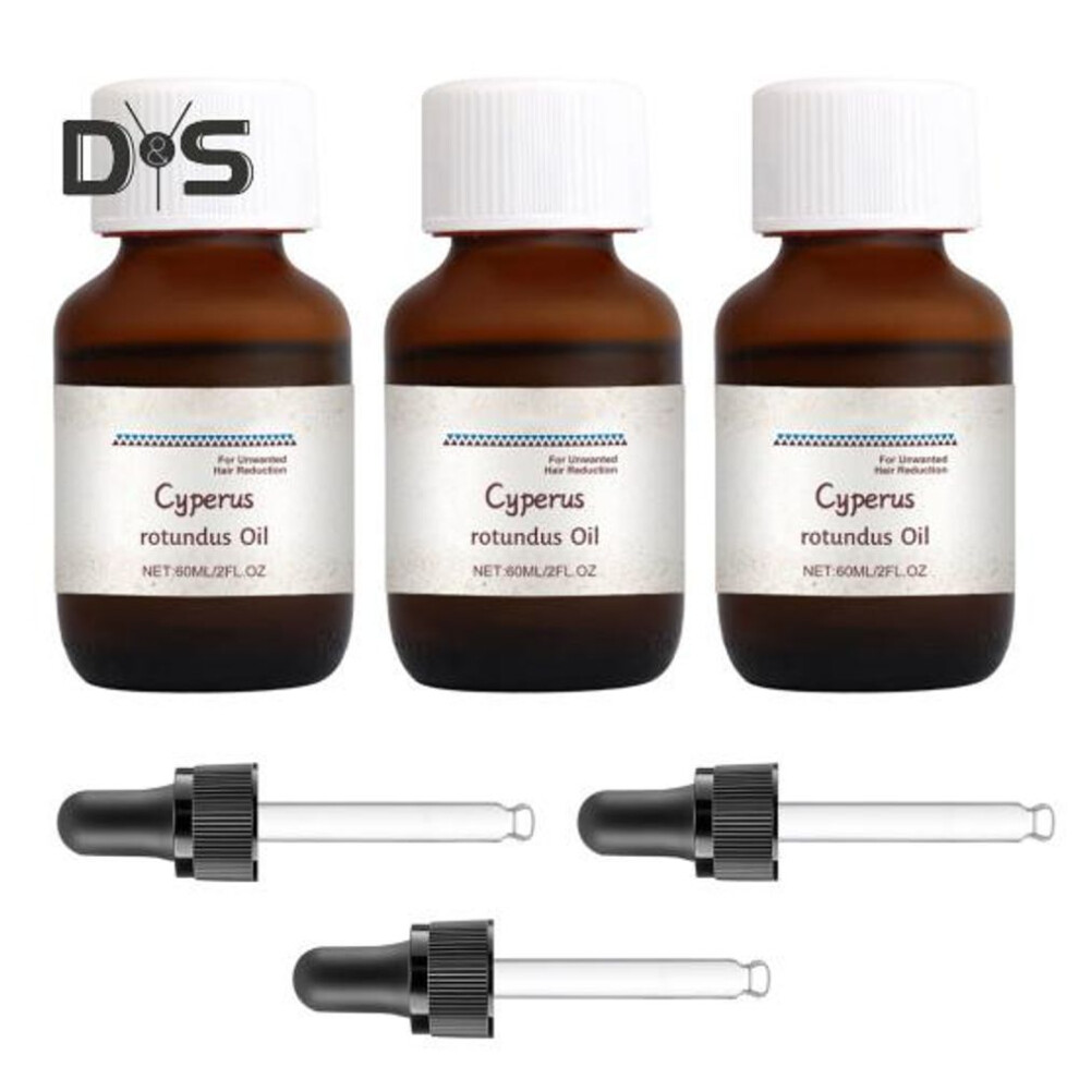 (as the picture, 3pcs) 1/2/3pcs Cyperus Rotundus Oil For Hair Removal 60ml Natural Cyperus Oil With Dropper Reducing Body Hair Growth Nourishing Skin Gentle Non-irritating