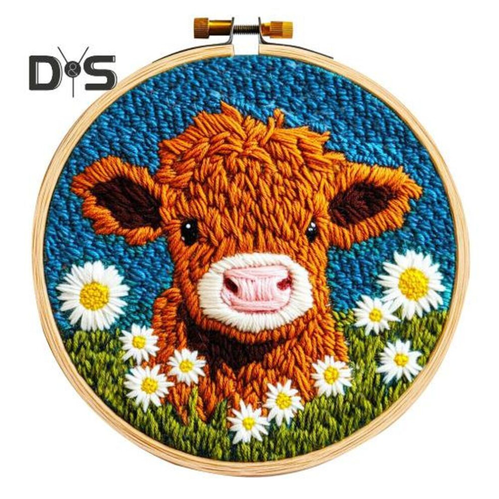 Diy Punch Embroidery Kit Highland Cow Punch Needle Kit Punch Needle Embroidery Starter Craft Set For Adults And Children Festival Gift