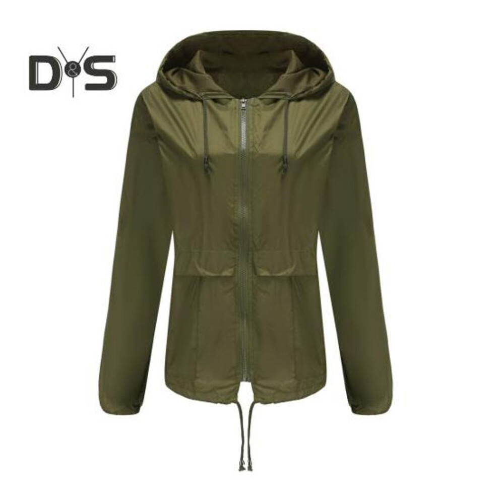 (army green, M) Women Outdoor Rain Jacket Mesh Thin Loose Fit Casual Coat For Camping Hiking Hooded With Lined Waterproof Windbreaker With Pockets