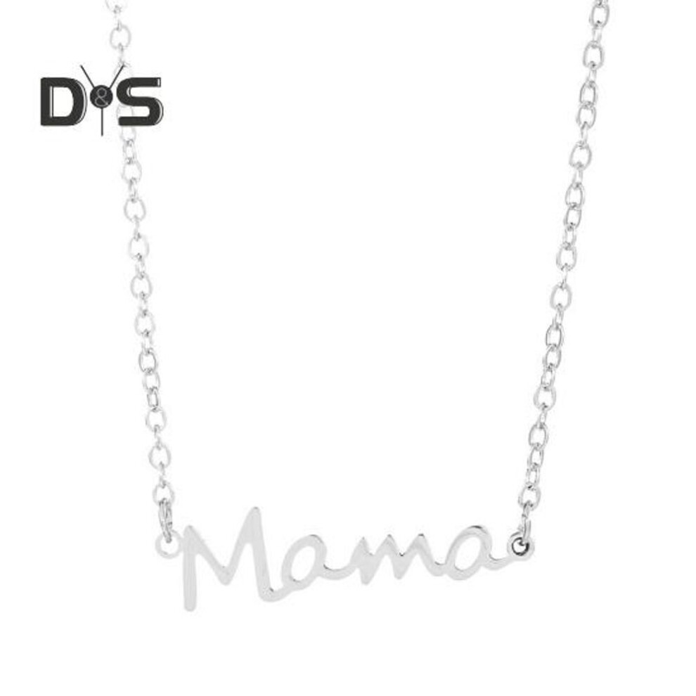 (silver) Mama Necklace Small Mama Pendant Necklace Mother's Day Jewelry Gift For New Mom Women Wife Anniversary