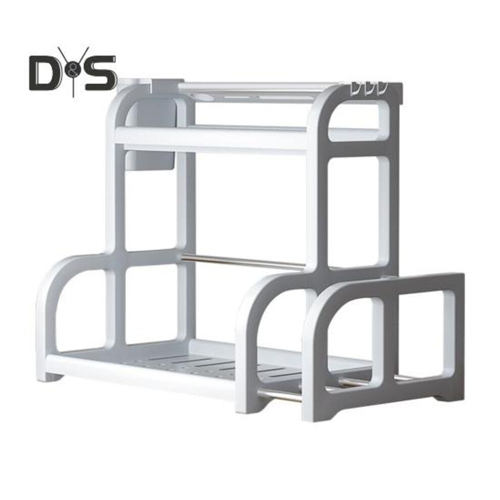 Double Layered Kitchen Shelves Hollow Design Strong Load-bearing Rustproof Chopping Board Holder Coffee Bar Countertop Organizer