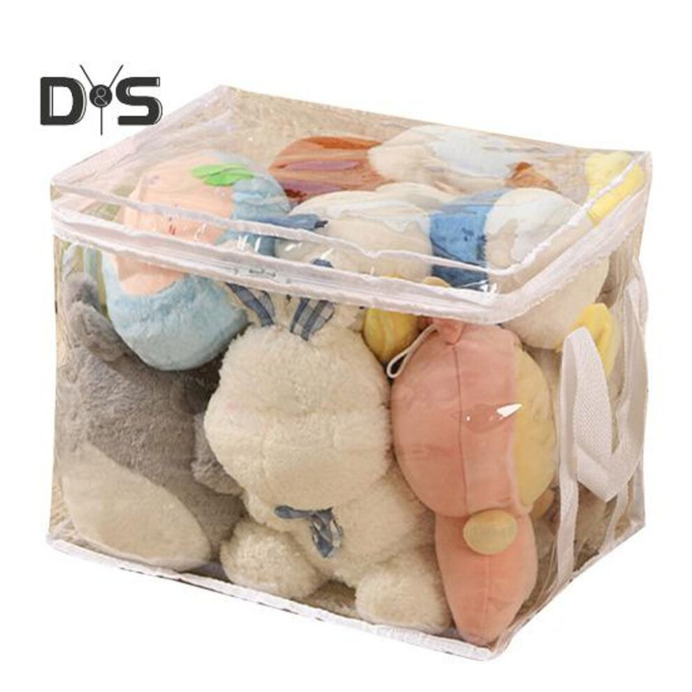(white, M) Transparent Toy Storage Bag Large Capacity Waterproof Easy To Clean Zipper Bag Multifunctional Clear Storage Container