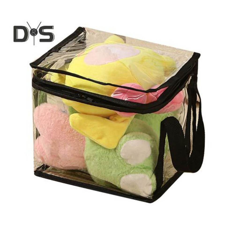 (black, S) Transparent Toy Storage Bag Large Capacity Waterproof Easy To Clean Zipper Bag Multifunctional Clear Storage Container