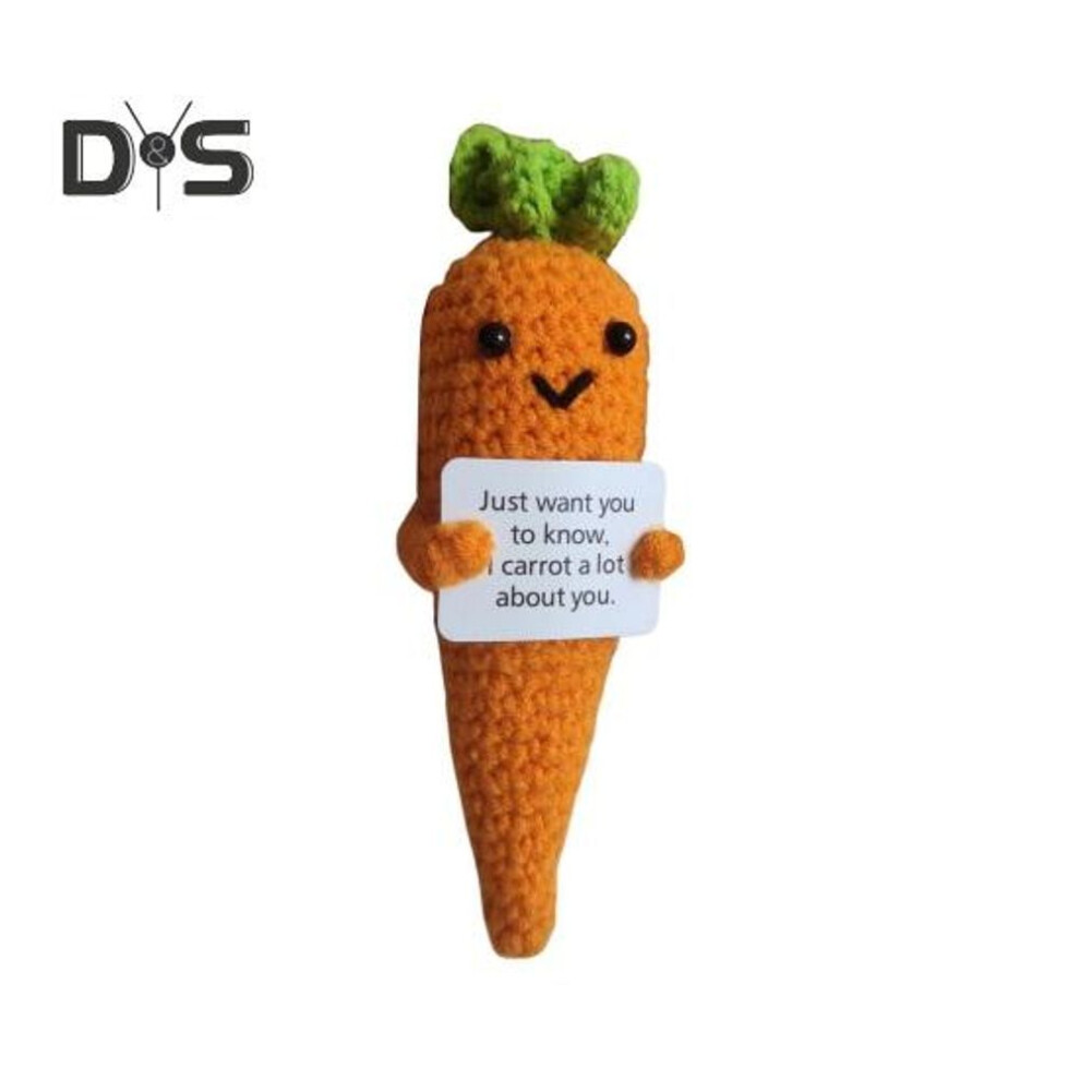 (Other, B) Positive Crocheted Doll With Encouraging Card Emotional Support Handmade Knitting Vegetable Fruit Animal Toy Decoration Kids Adults Birthday Gift