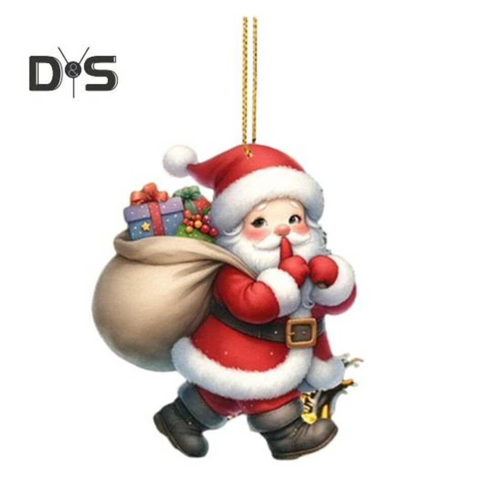 (as the picture, A) Christmas Pendant Santa Shape Christmas Tree Decoration Claus Look Acrylic Ornament Trees Doors Windows Home Car Decorations Pendant