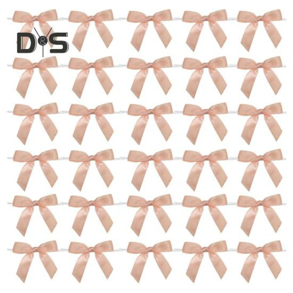 (champagne) 30 Pcs Mini Ribbon Bows Small Satin Bowknots for Sewing Bakery Wrapping Scrapbook Card Making Christmas Wedding Birthday Party Decoration