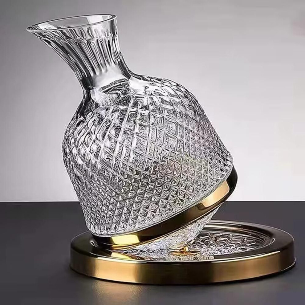 (gold) Thickened Wine Aerator 1500ml Wine Dispenser Household Crystal Glass 360 Rotating Decanter  Bar