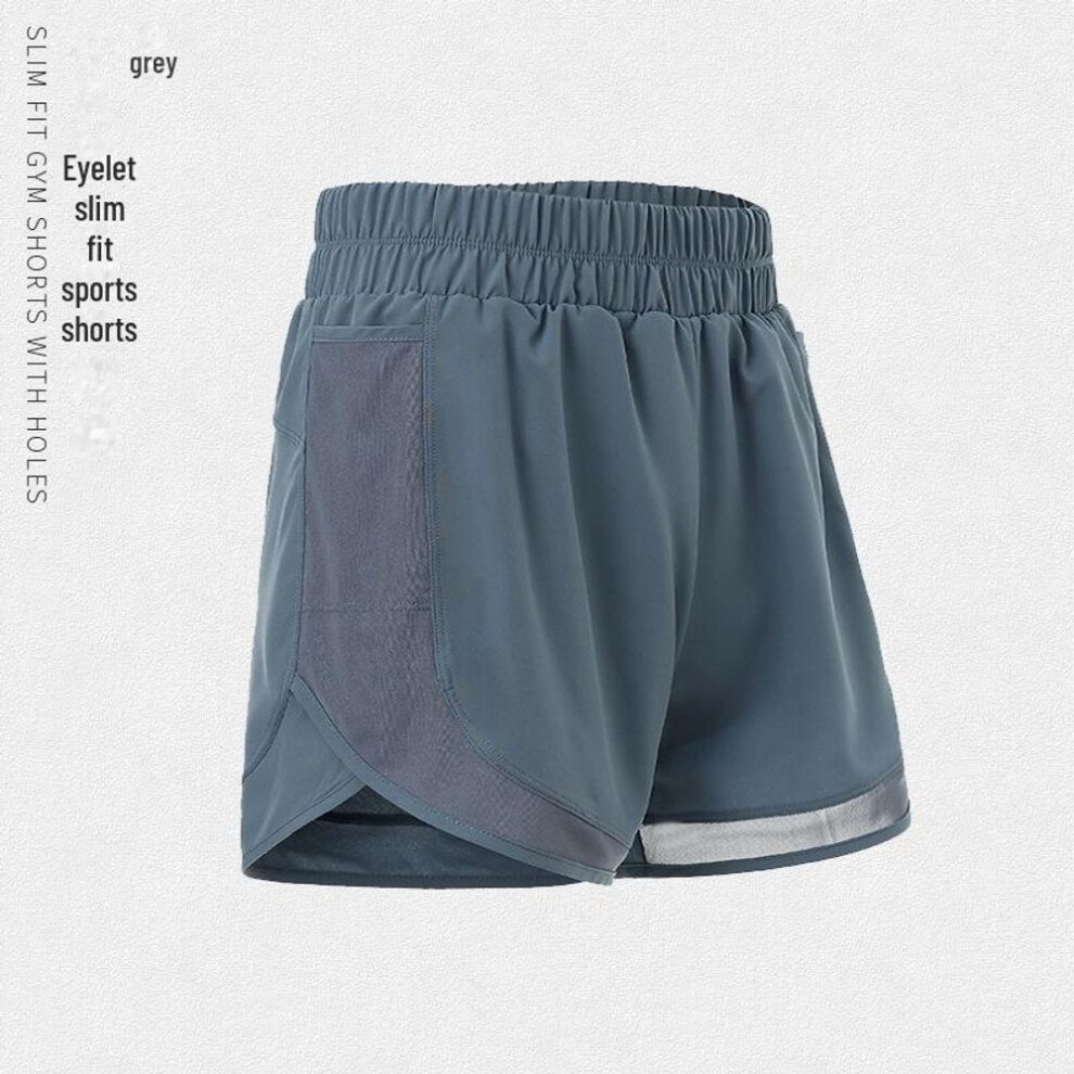 (gray, L (suggested 115-130 jin)) Women's 2020 Quick-Dry High Waist Sports Shorts: Anti-Exposure Loose Fit for Gym, Running, Yoga, and Training.