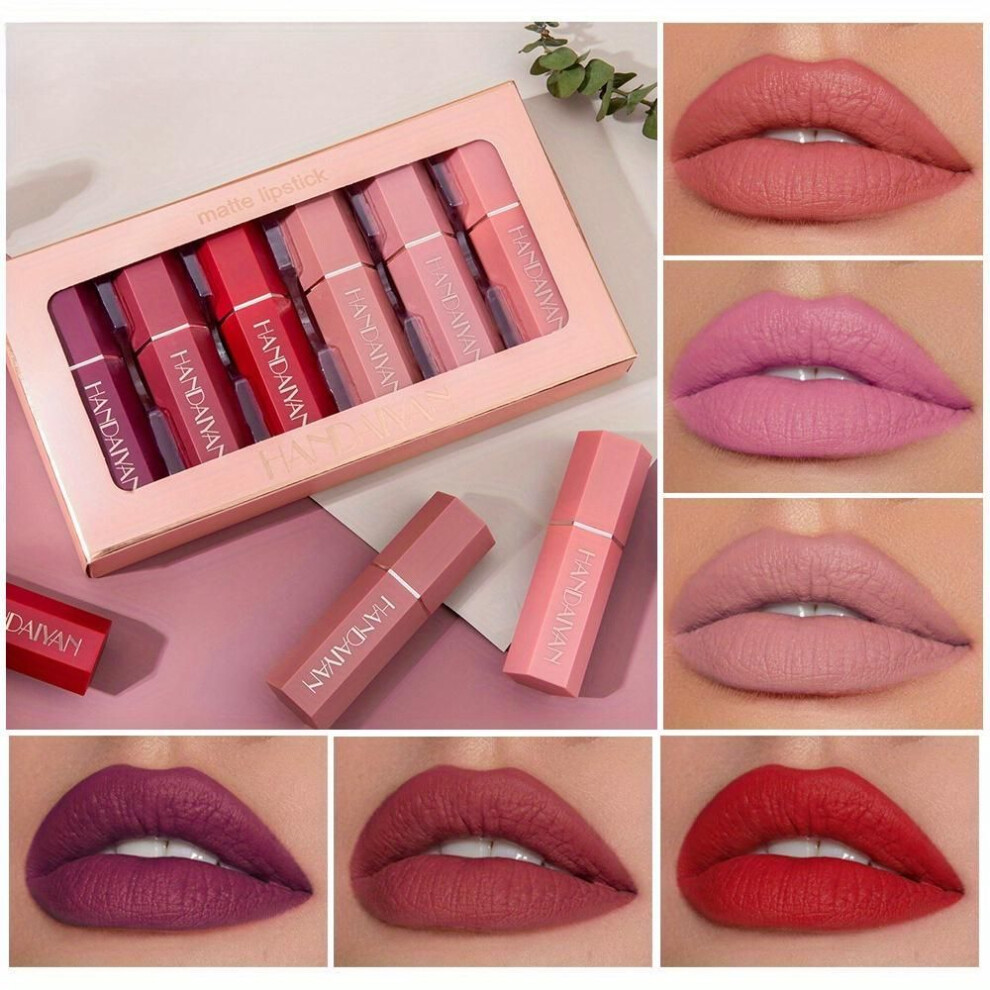 6 PCS Matte Lipstick Set - 6 Colors Long-lasting, Waterproof, and Smudge-proof Velvety Finish - Moisturizing, High Pigment Formula