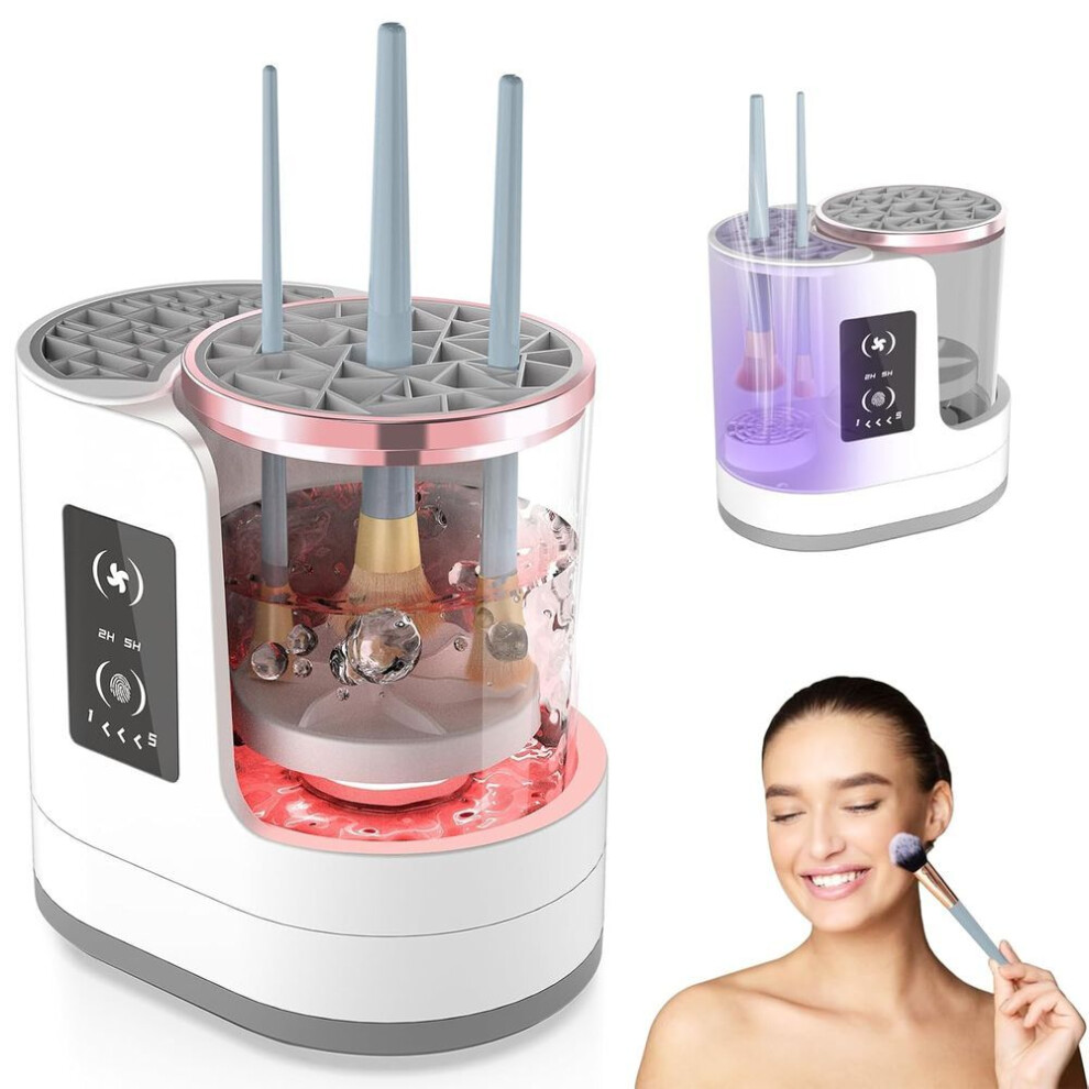 Electric Makeup Brush Cleaner, Automatic 3 In-1 Makeup Brush Dryer & Washer & Holder Combined, Portable Cosmetic Brush Cleaner Dryer Tool For