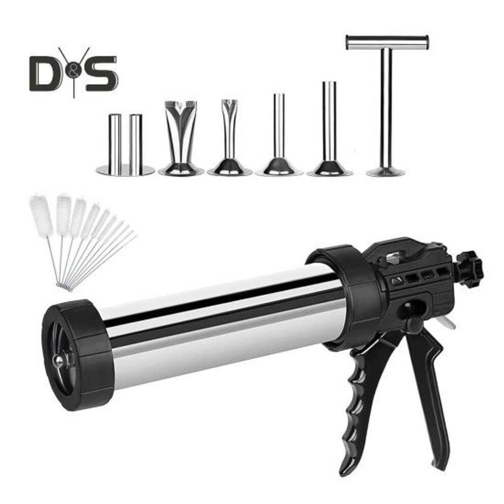 Stainless Steel Sausage Maker Kit Professional Beef Jerky Shooter For Ground Meat Large Capacity Jerky Maker With Meat Pusher Brushes Sausage Machine