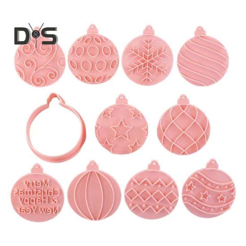 10Pcs Christmas Cookie Cutter Set 3D Mini Stamps for Baking Food-Grade Snowflake Santa Ball Shapes Sugar Cookie Molds for Holiday Baking DIY Fun