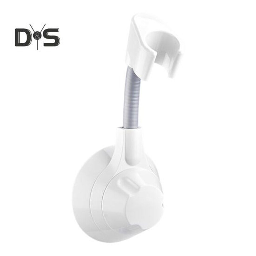 (white) Adjustable Shower Head Holder Suction Cup Bracket No Drill Universal Angle Adjustment 360 Degree Rotation Shower Head Mount