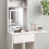 Homcom HOMCOM Compact Dressing Table with Lighted Mirror Open Shelves Drawer White 7