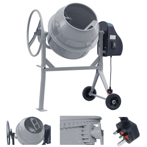 120L Grey Electric Cement Mixer with Wheels 2