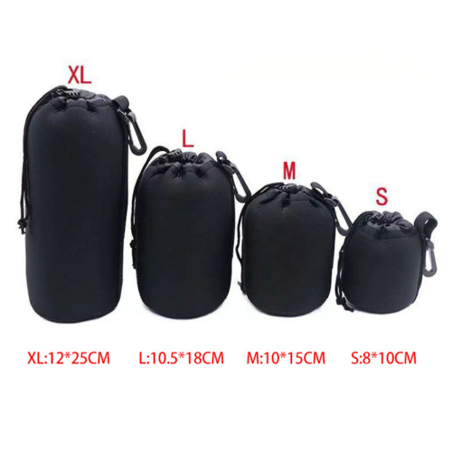 4PCS Camera Lens Pouch Bag Soft Neoprene Drawstring Protector Case Set Waterproof 2