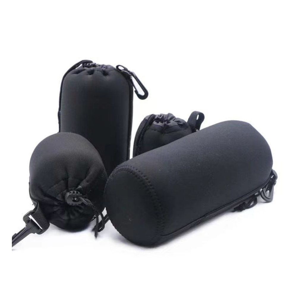 4PCS Camera Lens Pouch Bag Soft Neoprene Drawstring Protector Case Set Waterproof