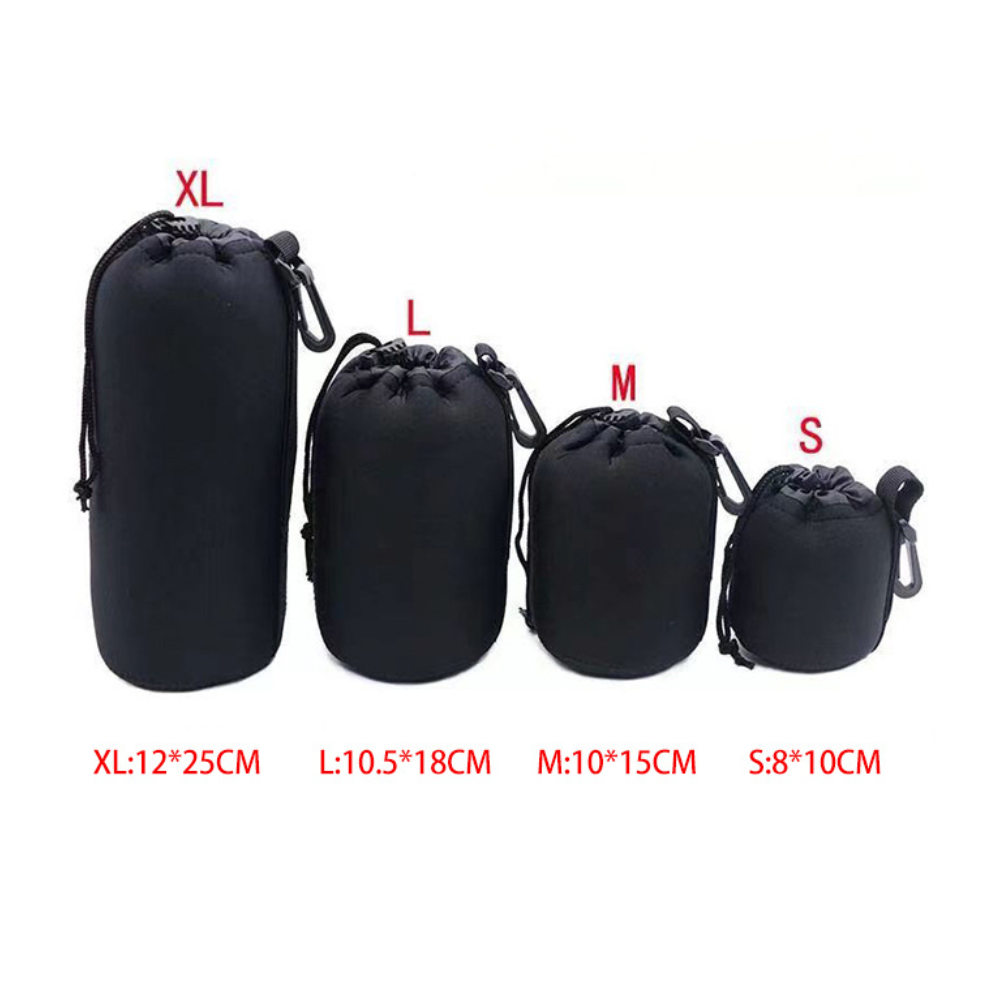 4Packs Camera Lens Pouch Bag Soft Neoprene Drawstring Protector Case Set Waterproof 6974917650419