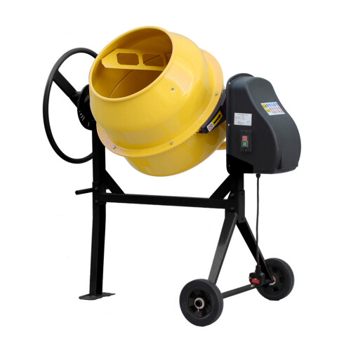 140L Yellow Electric Cement Mixer with Wheels 1