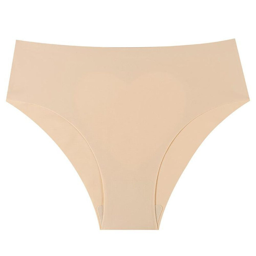 (beige, M) Girls' Transparent Mesh Sexy Big Heart Hollowed-out Panties with Briefs for Ladies with Low Waist Ice Silk Underwear
