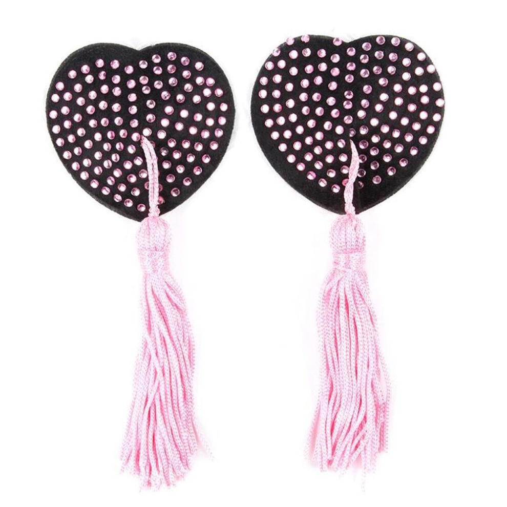 (pink) Adult Sex Products, Love Hot Diamond Milk Stickers, Women's Chest Stickers, Sexy Fringed Silicone Nipples, And A Piece Of Underwear.