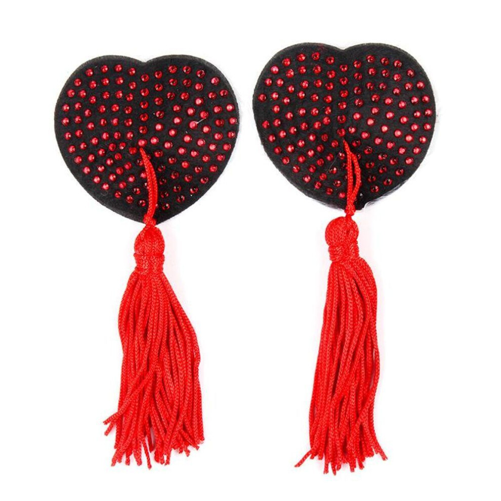 (red) Adult sex products, love hot diamond milk stickers, women's chest stickers, sexy fringed silicone nipples, and a piece of underwear.