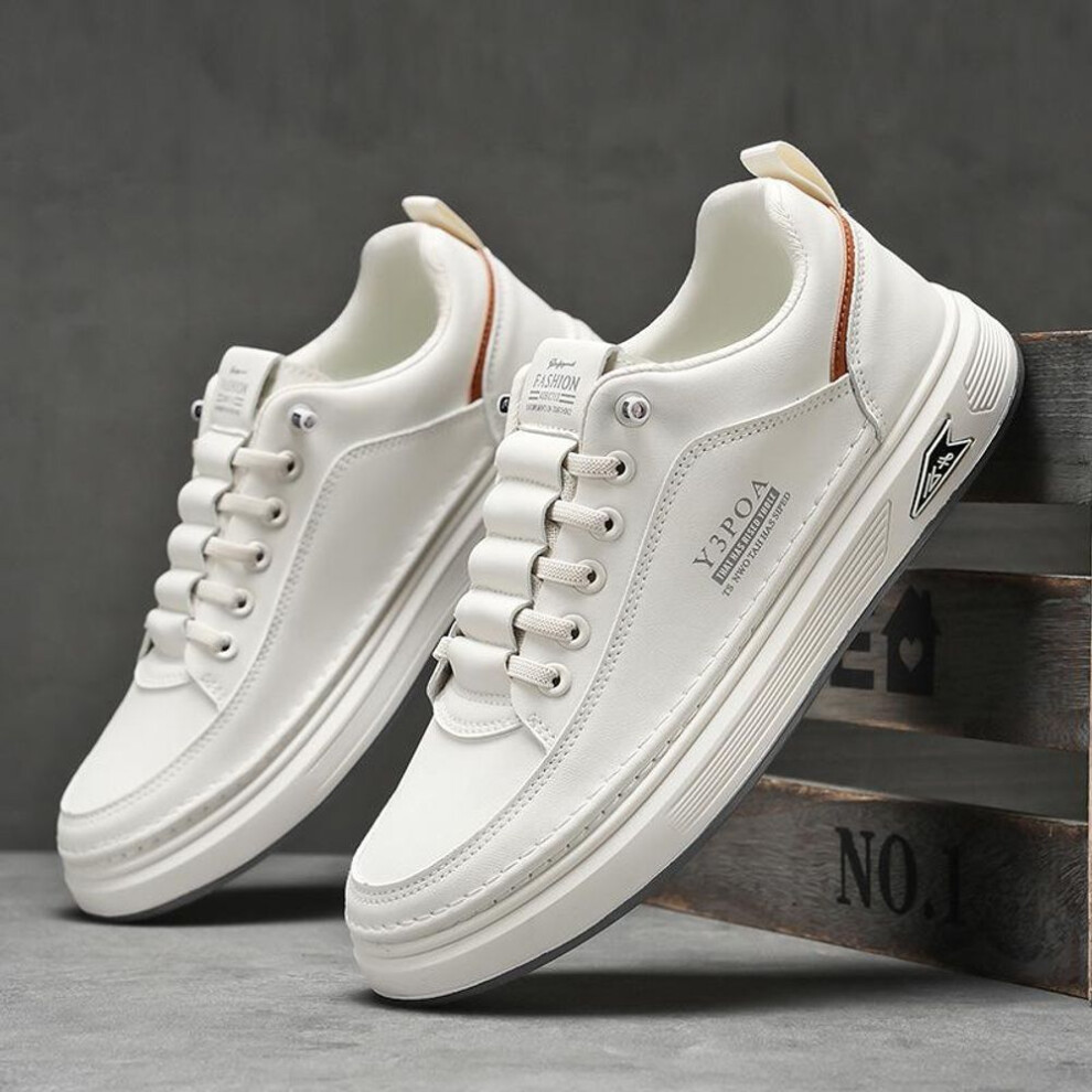 (as the picture, 41) 2025 Cool Men Shoes Leather Casual Sneakers Breathable Walking Slip On Platform Shoes Male Flats Rubber Sole Shoes