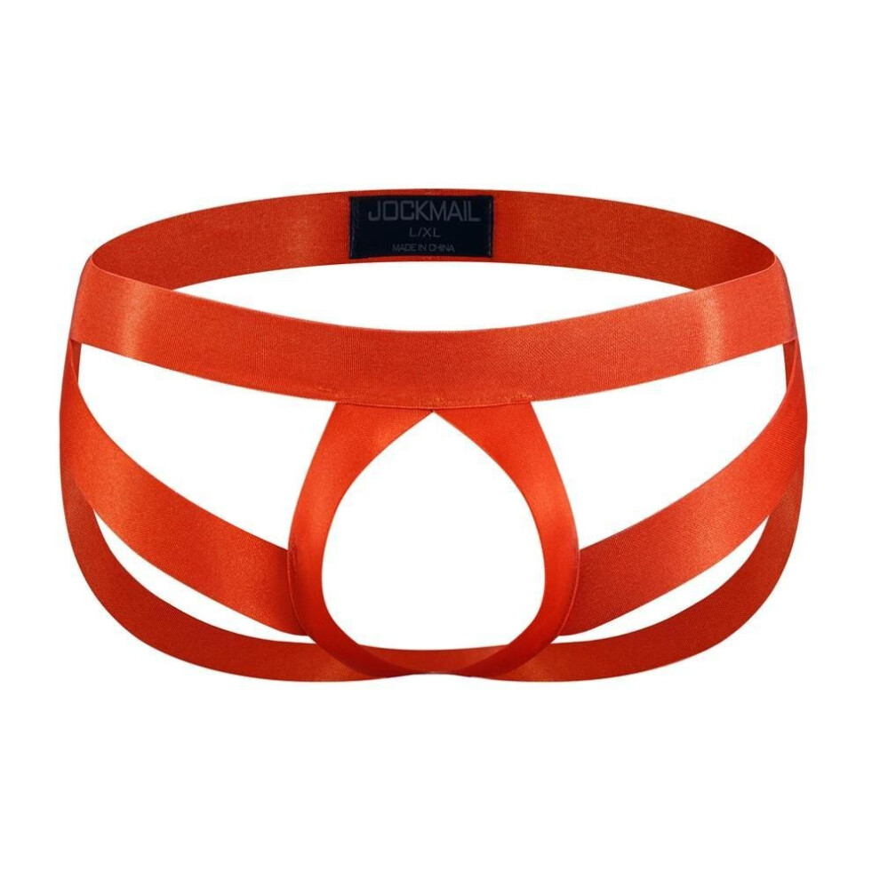 (One size, orange) Thong Jockmail One Size Specification Fashion Sexy Cut-out Design Thong Solid Colour Big Stretch Elastic G-string Club Party Underpants