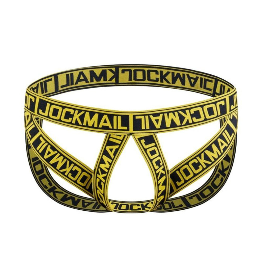(One size, yellow) Thong Jockmail One Size Specification Alphabet Print Elastic Band Sexy G-string Underwear Club Party Costumes Underpants