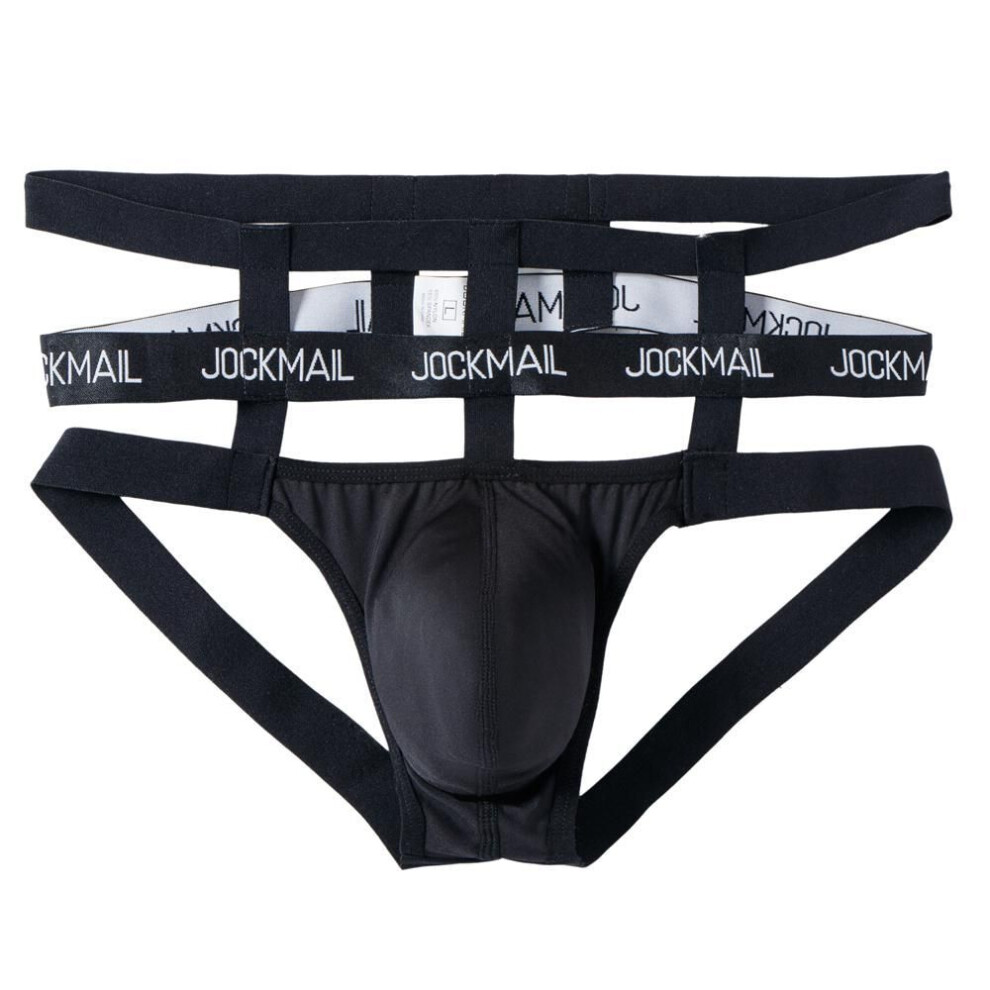 (XL, black) Jockstraps Jockmail Fashion Sexy Men's Thong Cross Strap Design Ultra-thin Breathable Underwear Daily Casual Sports Underpants