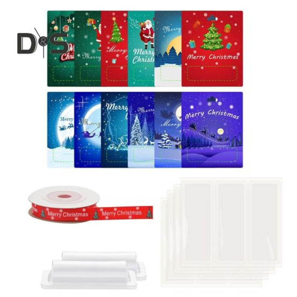 12 Pcs Christmas Money Holders Wooden Santa Tree Reindeer Xmas Money Card For Cash Gift Holiday Tree Hanging Decoration