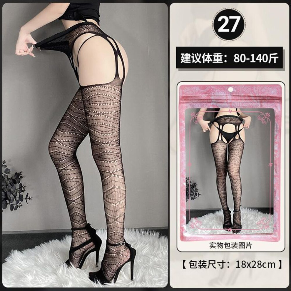 Sexy suspenders integrated socks black silk fishnet socks stockings stockings women pure desire large size thin hot net socks W7