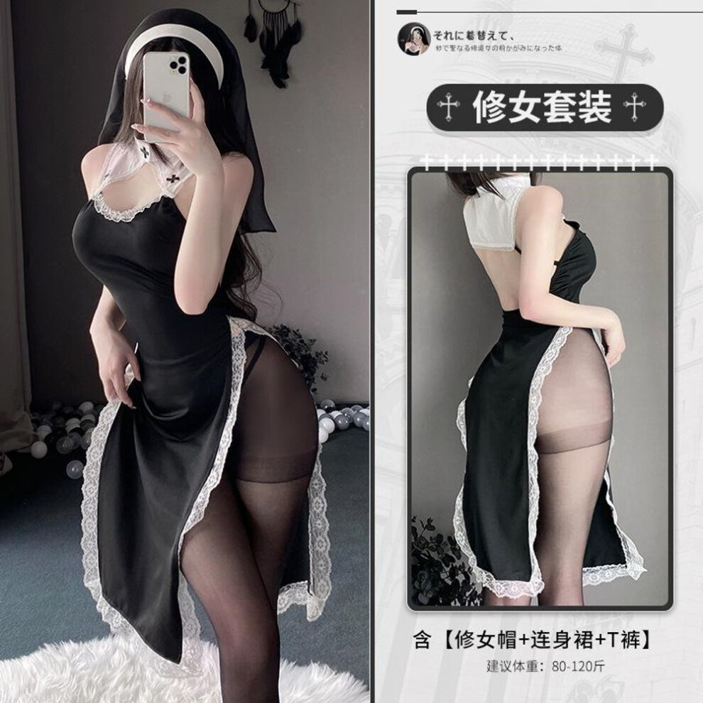 Cosplay nun costume sexy drag nurse costume halloween maid plus size tights Internet celebrity live