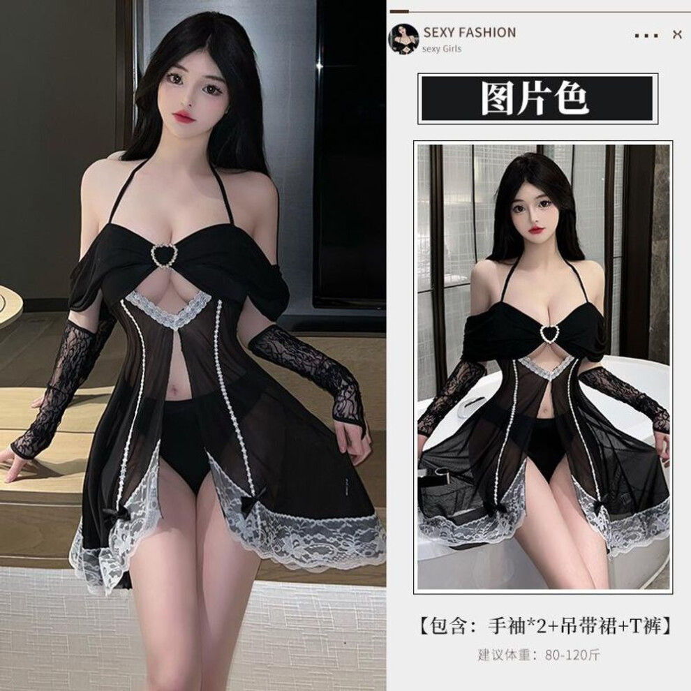 Sex underwear passion suit small chest bed robe seduction transparent sexy no-take pajamas women 89