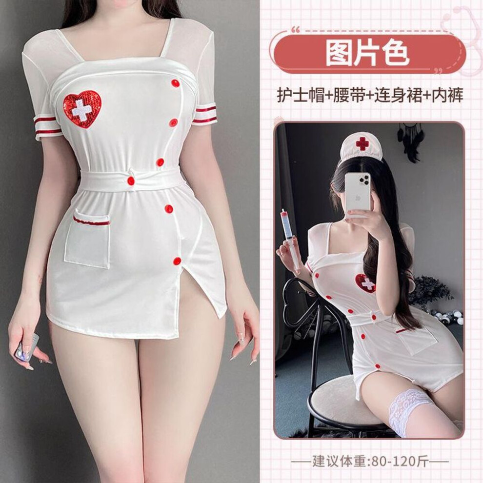 Sexy lingerie uniform pure desire nurse suit transparent female live streaming host COS cosplay suit cute pure desire wind