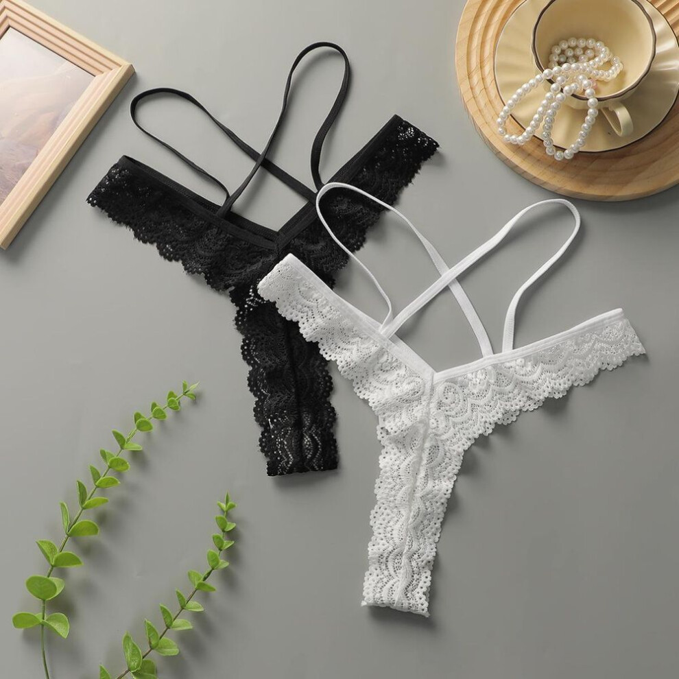 (as the picture, L) Underwear Lace Panties Hollow Sexy Pure Wind Panties Panties Briefs Lace Solid Color Panties
