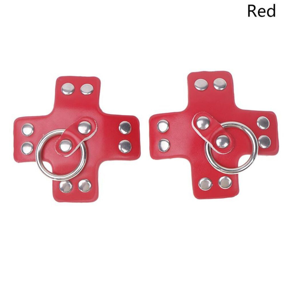 (red) Women 1pair Sexy Leather Cross Nipple Cover Reusable Breast Stickers Self Adhesive Nipple Pasties Nipple Covers Bra Accessoriesw