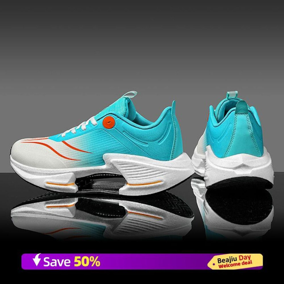 (blue, 44) Air Cushion Men Sports Running Shoes Breathable Lightweight Women's Comfortable Athletic Nonskid Carbon Plate Marathon Sneakers