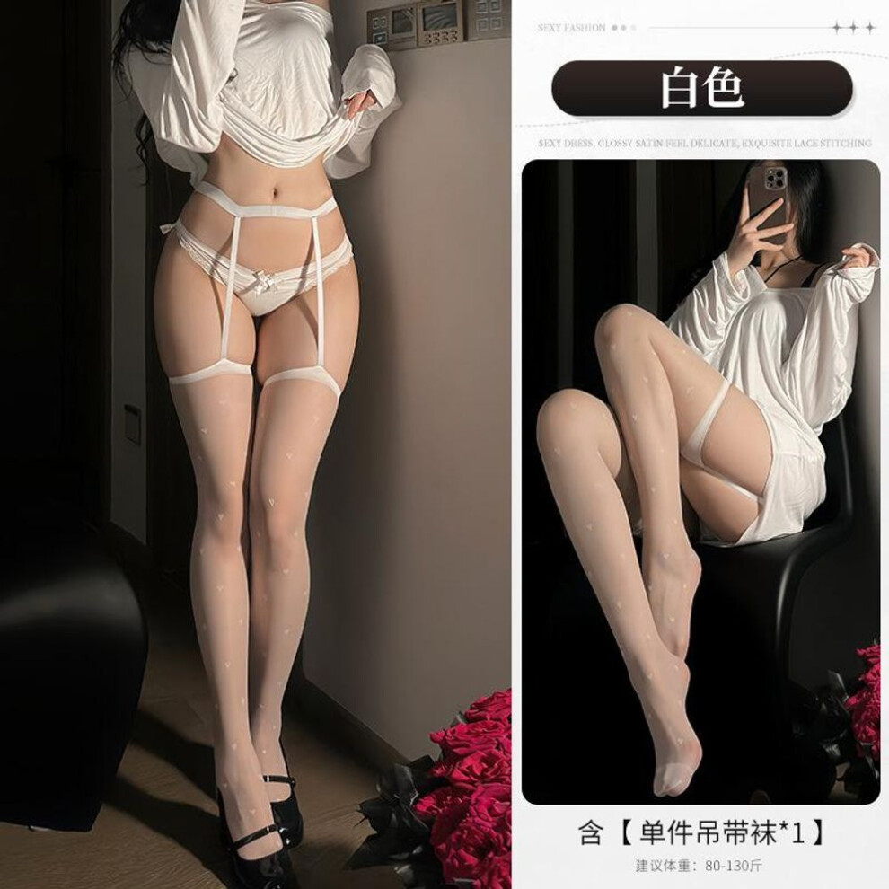 (one size fits all, white) Sex lace pure desire over the knee love polka dot black silk sexy over the knee socks bed fun free female thin