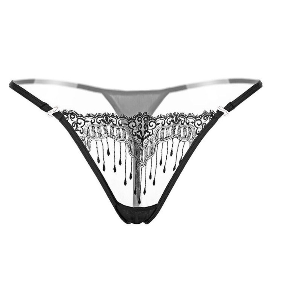 Embroidered Transparent Thongs: Sexy Thin-strap Panties For Women