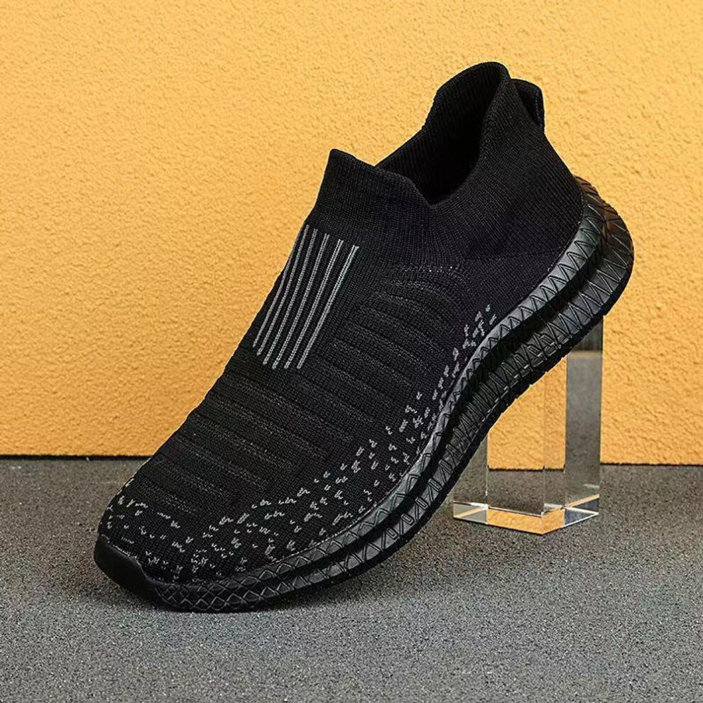 (black, 41) Men's New Style Breathable Mesh Running Shoes - Soft Sole, Flying Woven Surface, Casual And Comfortable.