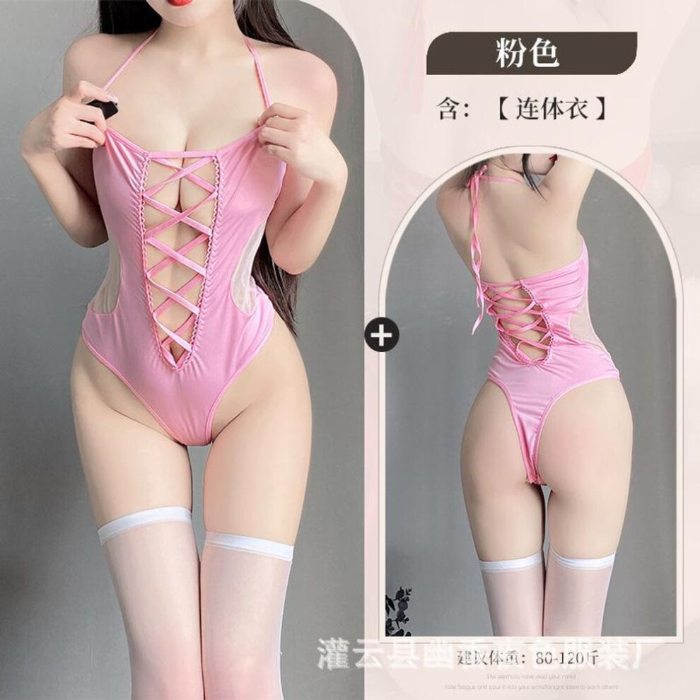 (pink, average size) Sex Underwear Sexy Cross Hollow Chest Strap-on onesie Bed Passion Free Set