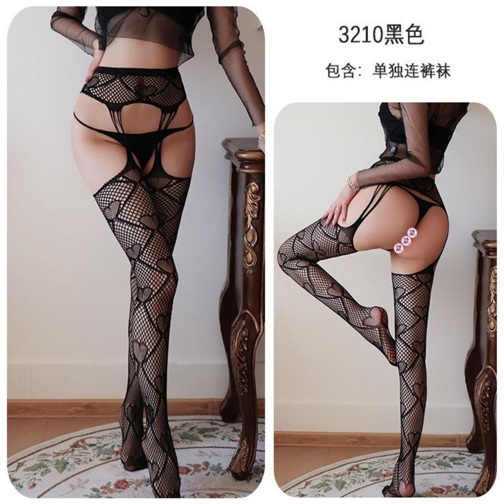 (Hardcover (80-70 kg), black) Sexy sexy plus size stockings open crotch free of passion temptation hot jumpsuit mesh socks